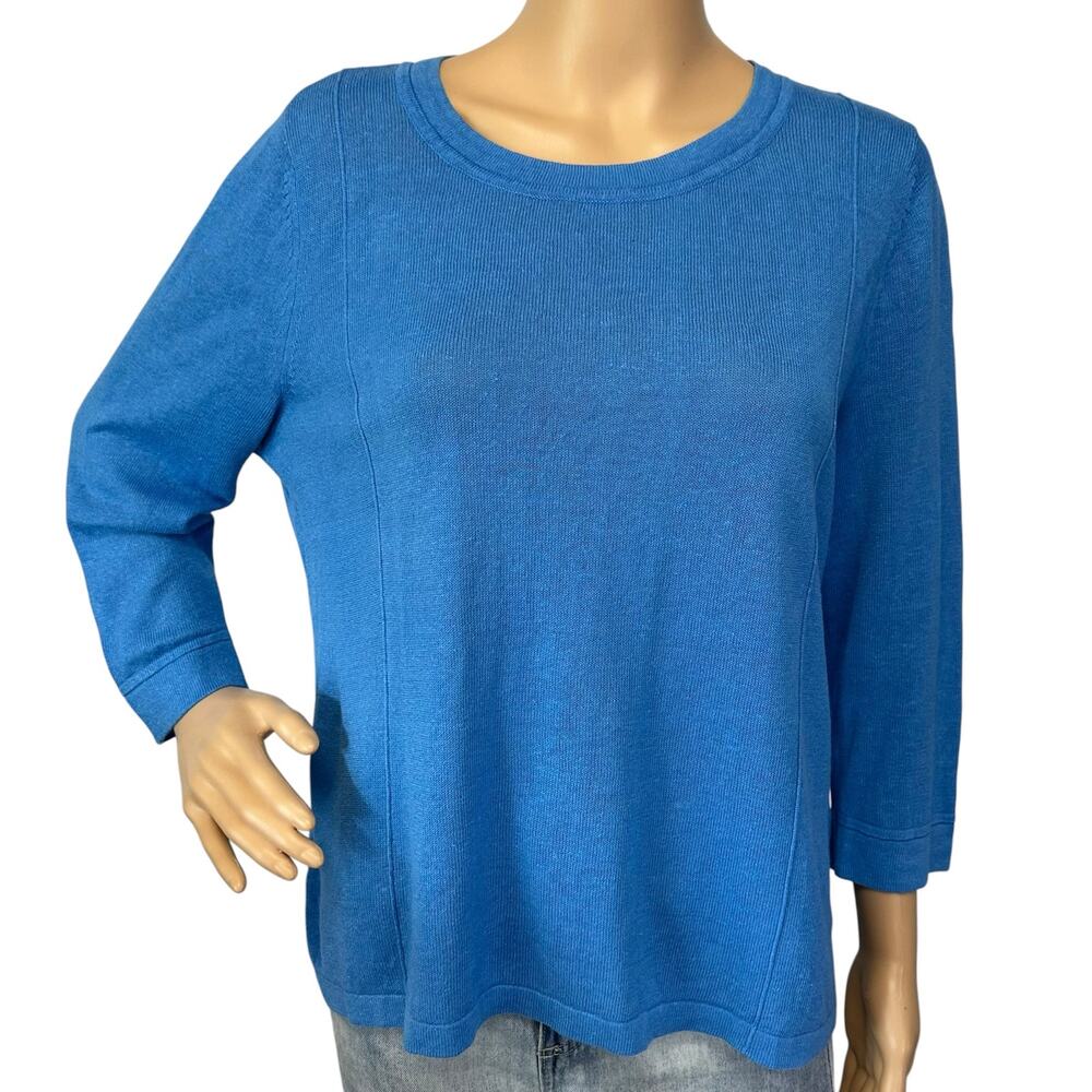 J. Jill Linen Blend Sweater Blue Petite Size MP - Picture 2 of 10